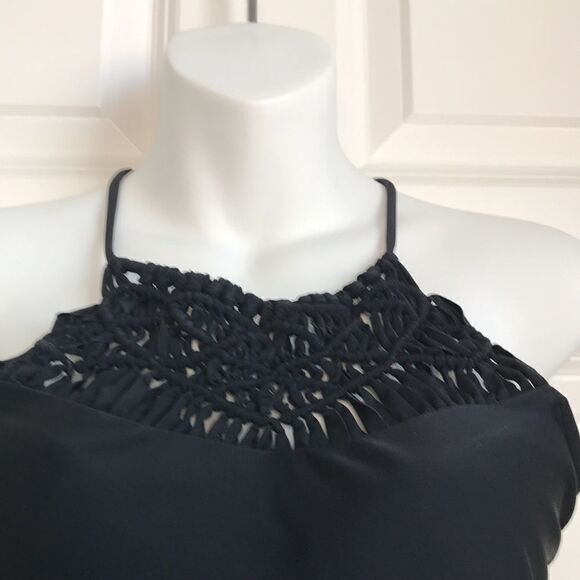 Xhilaration Crochet Halter Bikini Top Black Large - Picture 7 of 10
